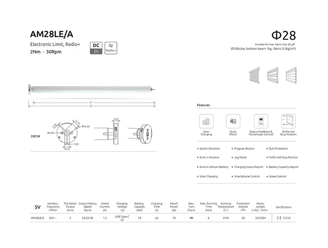 ProLine Smart Tubular Motor for Window Blinds and Shades