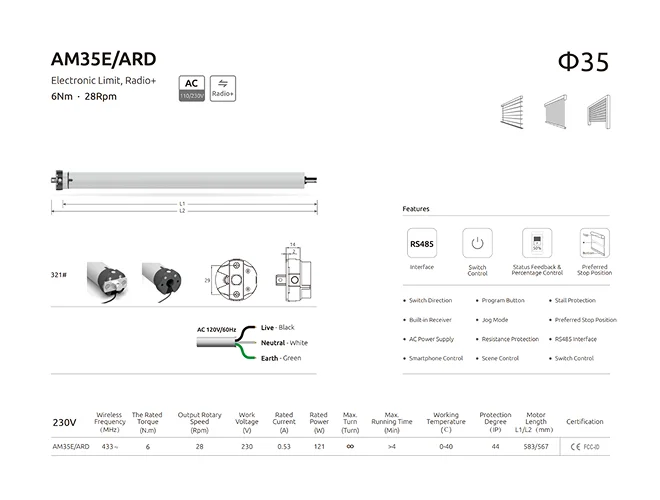 ProLine Smart Tubular Motor for Window Blinds and Shades