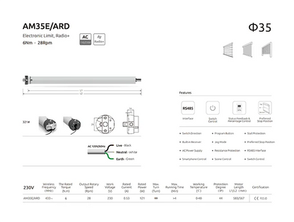 ProLine Smart Tubular Motor for Window Blinds and Shades